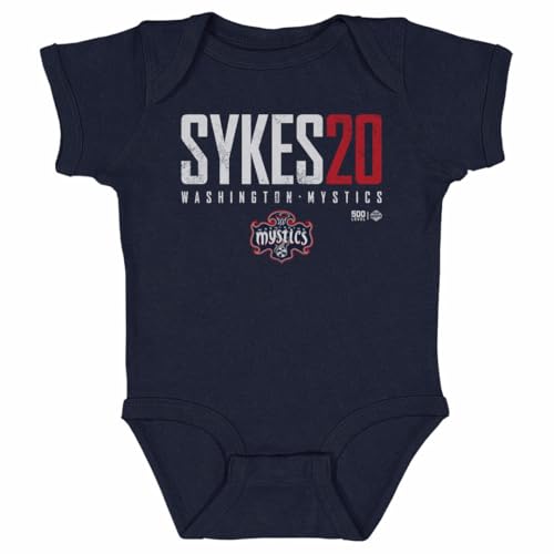 500 LEVEL Brittney Sykes Washington Mystics One-Piece Infant Bodysuit - Brittney Sykes Washington Mystics Elite WHT (Navy, 18M)
