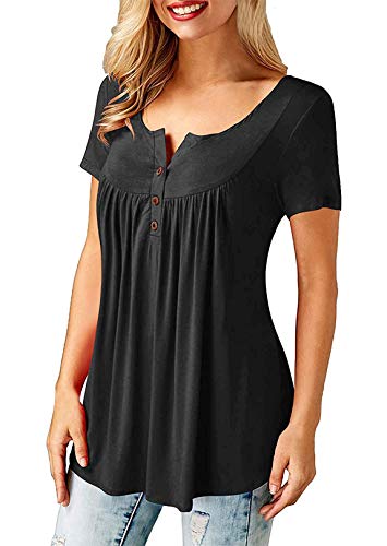 BeLuring-Women-Casual-V-Neck-Pleated-Tunic-Tops-Shirts-Blouse