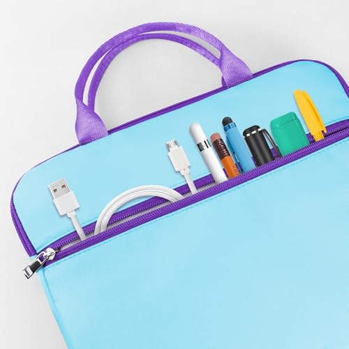 Image of Annmore Bag for LEXiBOOK Educational and Bilingual Laptop, Blue /Purple | Tablet Laptop Sleeve Bag, Multiple Compartments, Portable Handle, 11.81x9.45 in, Vibrant Colors