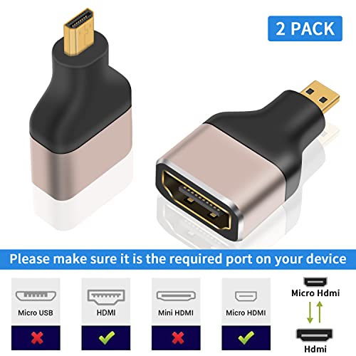 Duttek 8K Micro HDMI to HDMI Adapter (2-Pack), Micro HDMI Male to HDMI Female Adapter support 8K@60Hz,4K@120Hz,1080P, 3D - Image 3