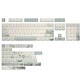 YUNZII Spring Tea Dye Sub PBT Keycaps,145 Full Keys Dye Sublimation PBT Custom Keycap Set with Key Puller for Cherry Gateron MX Switches Mechanical Gaming Keyboard (Cherry Profile, Spring Tea)