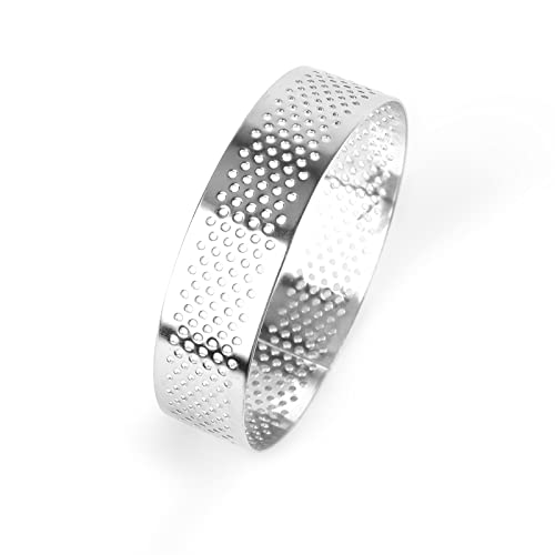 Frcctre 9 Pack Round Tart Ring, Perforated Tart Rings For Baking, Stainless Steel Nonstick Round Cake Ring Mousse Rings, Metal Round Pastry Cake Mold, Baking Dessert Ring For Home Food Making Tool #TOP3