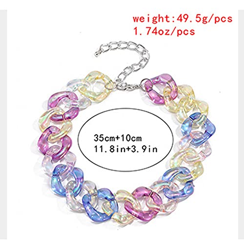 Jumwrit Punk Necklaces Acrylic Colourful Necklaces Chunky Paperclip Choker Necklace Statement Long Charming Necklaces Accessories For Women And Girls #TOP5