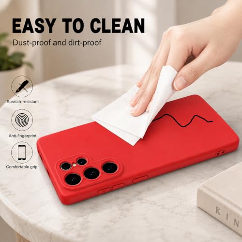 Image of Back Cover for Samsung Galaxy S25 Ultra 5G | Full Camera Protection | Premium Liquid Silicon Case | Flexible Bumper Case for Samsung Galaxy S25 Ultra 5G (Red)