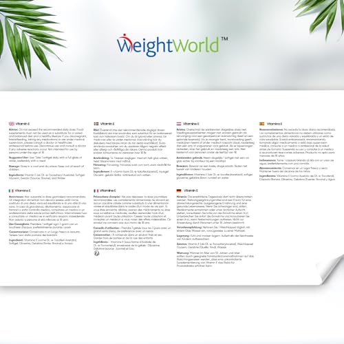 Vitamin E Weichkapseln 400 IE von WeightWorld – 180 Softgel