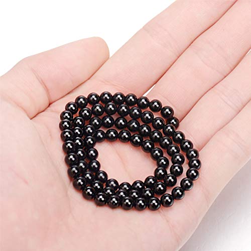 Image of Natural Black Tourmaline Gemstone Round Beads 15.5 inch 4mm 6mm 8mm 10mm 12mm A Grad (4mm)