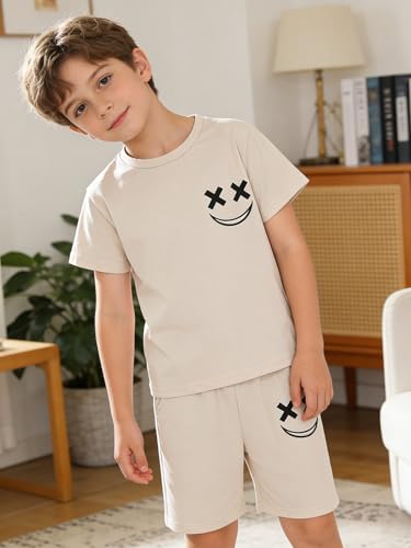 Image of Boys Clothes Size 6-12 Years Short Sleeve T-Shirt & Shorts Set Casual Spring Summer Outfits
