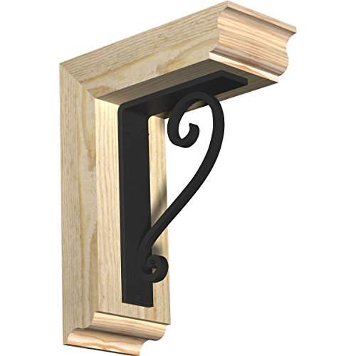 4"W x 9 1/2"D x 12"H Edwards Traditional Ironcrest Rough Sawn Bracket, Douglas Fir (1 1/2"W x 5 1/2"D x 8"H Iron Bracket)