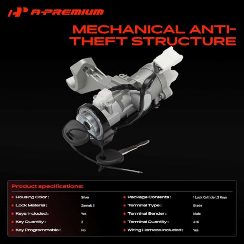 A-Premium Ignition Lock Cylinder with 2 keys Compatible with Kia by A-Premium - Used condition - Image 3