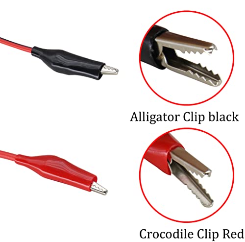 Image of Double-Ended Alligator Clips Jumper Cable Test Leads Set with Alligator Clips,Multimeter Test Leads Set Alligator Clip Clamps Double Ended Voltage Tester Cable [4 Groups /1m /3.2ft]