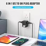 HITRENDS US/CA to UK Ireland Travel Plug Adapter, Type G Power Adapter with 3 AC Outlets & 3 USB Ports (PD20W USB-C), 3250W/13A for USA to Dubai Singapore UAE UK Hong Kong, Black