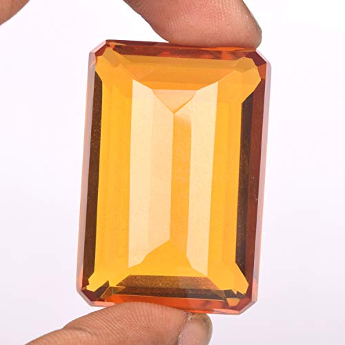 Gemhub Yellow Citrine Approx 50-60 Ct Emerald Cut Yellow Citrine, Faceted Birthstone Citrine Jewelry Making Loose Gemstone #TOP4