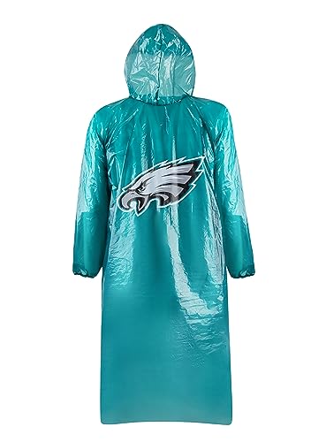 Image of NFL Waterproof Rain Poncho for Adults, Sporty, Elastic Sleeves and Drawstring Hood, Unisex Rain Coat