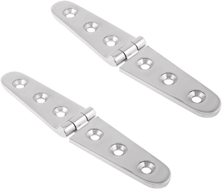 KeuLen Cabinet Hinges,Door Hinges,Bathroom Clamp,2 Pieces 316 Stainless Steel Boat Hatch Cast Strap Hinge 6'' x 1''