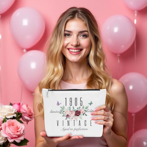 JIUWEIHU 40th Birthday Gifts for Women, 40th Birthday Decorations Present, 40 Year Old Birthday Gift Ideas for Sisters, Friend, Coworker, Grandma, Mom, Boss 1985 Limited Edition Makeup Bag4