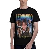 TUODSURS Leonardo T Shirt Cotton Short Sleeve Tee Dicaprio Men's Summer O-Neck Shirts Small Black
