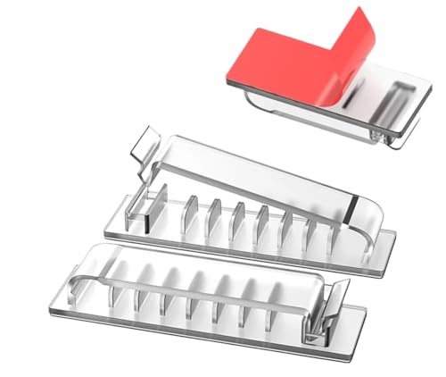 Adhesive Cable Clips 8pcs Self-Adhesive Cable Organizer Clips Wire Holder For Office Ethernet Under Desk Cord Management for Desk, Wall, Car (Transparent) miniatura 1