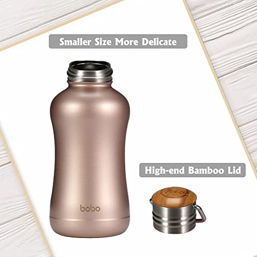Yohkoh Mini Insulated Water Bottle With Bamboo Lid - 8.8Oz Small Vacuum Insulated Water Bottle For Women Kids, 12 Hrs Hot & 24 Hrs Cold Stainless Steel Thermos Leak-Proof Bpa-Free (8.8Oz,Gold) #TOP5