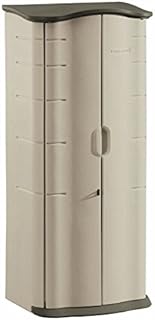 Rubbermaid Vertical Resin Weather Resistant Outdoor Storage Shed, 2x2.5 ft., Olive and Sandstone, for Garden/Backyard/Home/Pool