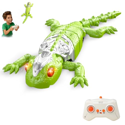 Wall Climbing Gecko Toy for Kids, Dual Mode Floor & Wall Driving, Rechargeable Remote Control Robot, Climbs up Toys & Games, Halloween Christmas Birthday Gifts for Boys Girls Ages 4 & Up（Green）