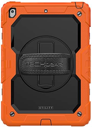 TECHGEAR UTILITY Case fits Apple iPad 10.2" 2021 2020 / 2019 [9th / 8th / 7th Generation] Tough Rugged HEAVY DUTY Armour Shockproof Case 360 Degree Rotating Stand, Hand and Shoulder Strap Case - Black