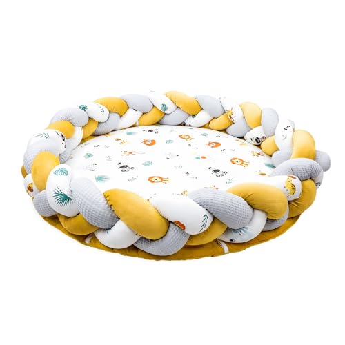 Bodenkissen Kinder mit Zierkissen Rand 100 cm - Spielmatte Kuschelecke...