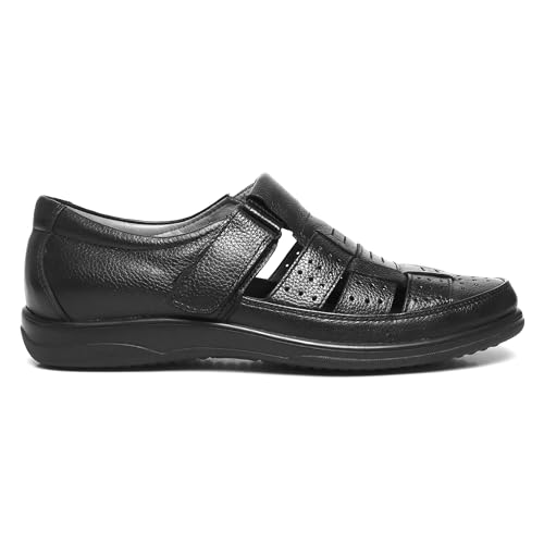 Image of Zoom Shoes Genuine Tinted Leather Casual Sandal For Men ZA-2337 | Comfortable /Ventilated Sandal With Anti-Slip Technology, Flexible Sole And Memory Cushion Padded Insole