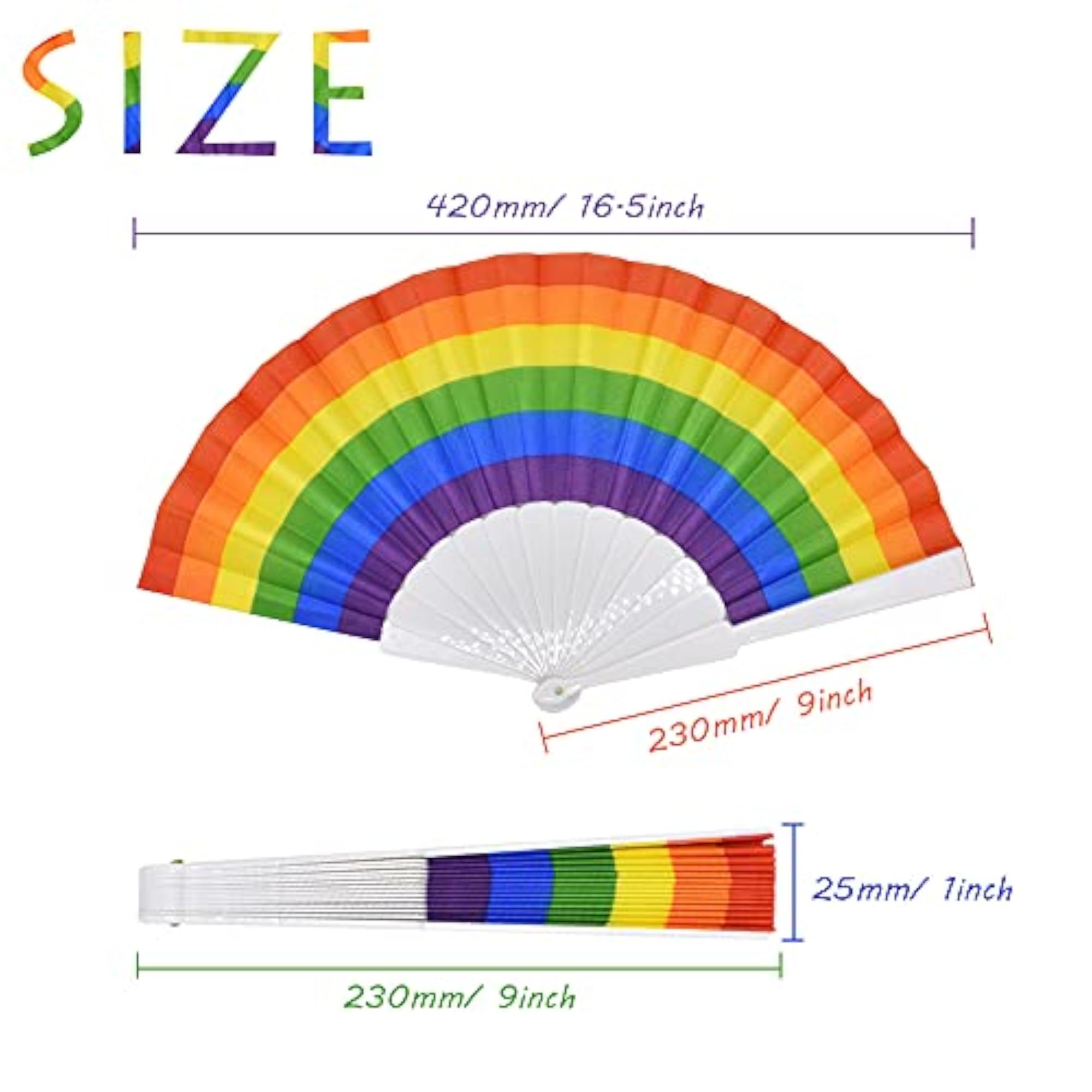 6 Pack Pride Rainbow LGBT Fan, Plastic Folding Fan