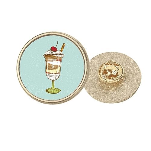 Broche ronde canette chocolat cerise en métal doré taille M pour customiser vos vêtements