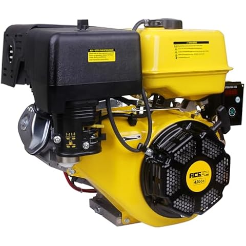 Aceup Energy 15HP 420cc Gas Engine Horizontal Shaft, 4 Stroke OHV Gas Motor with Electric Start, Shaft 1" (25.4mm) Diameter Cover