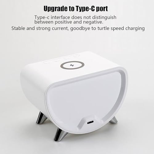 Réveil LED moderne à luminosité variable et socle de charge rapide sans fil - 7