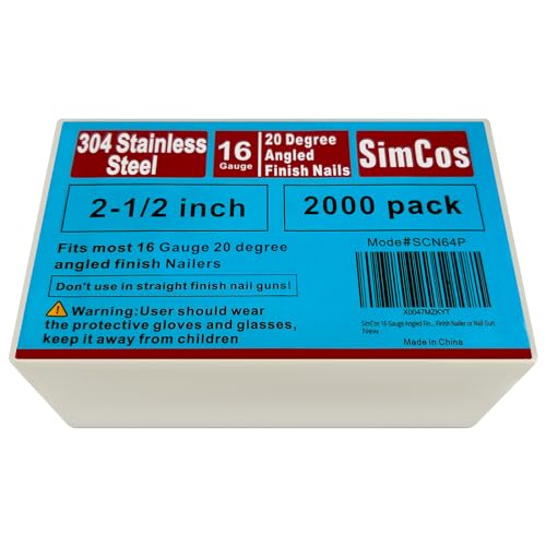 16 GA Angled Finish Nails 304 SS, assorted sizes for nailer