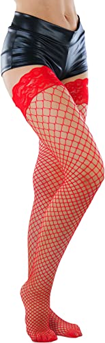 Image of ToBeInStyle Women's Vibrant Large Net Fishnet Thigh High Elastic Nylon Novelty Stockings