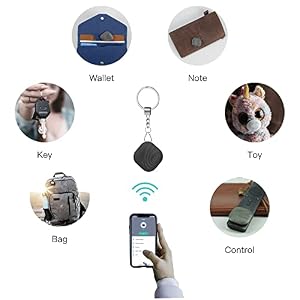 Key Finder, Bluetooth Tracker Item Locator with Key Chain for Keys Pet Wallets or Backpacks and Tablets, Batteries Include (Black, 4 Pack) Key Finder, Bluetooth Tracker Item Locator with Key Chain for Keys Pet Wallets or Backpacks and Tablets, Batteries Include (Black, 4 Pack)