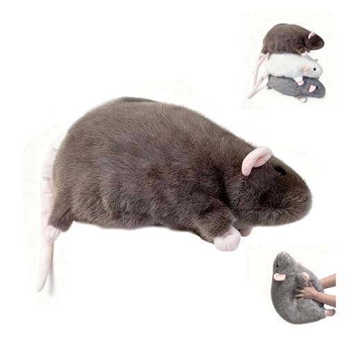 Chonky Rat Plushie Cute Simulation Jumbo Rat Plush Pillow Soft Stuffed Animal Lifelike Rat Stuffed Animal Model Doll for Birthday Christmas Decoration and Doll Gift (Brown)