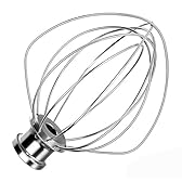 KN256WW Stainless steel 6-wire mixer, kitchen aid whisk attachment, compatible with 5plus-6Quart Bowl lift Stand mixer, Food grade, suitable for mixing cream and cake, dishwasher washable