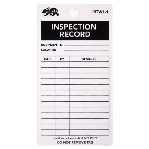 BearTOOLS Inspektions-Etiketten, weiß, 150 x 80 mm, hohe Qualität, für Innen- und Außenbereich, wetterfest, matt, starr, universelle Anwendung, reißfest, Gefahrenprävention Cover