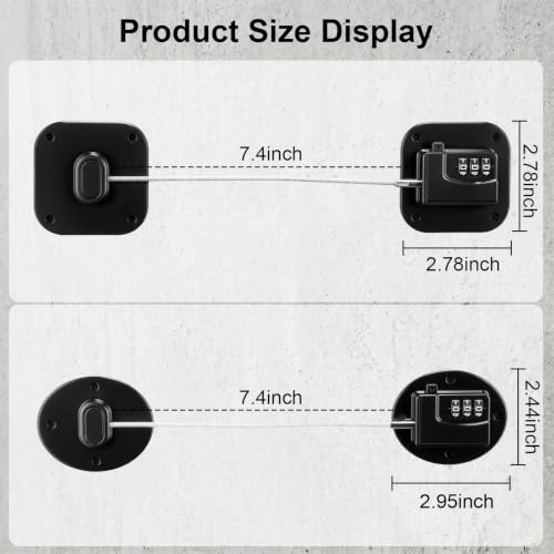 Fridge Lock, Heavy Duty Refrigerator Lock with No Drill Installation, Cabinet Lock for Drawers and Freezer Door, Adhesive Cabinet Safety Latch — view 3