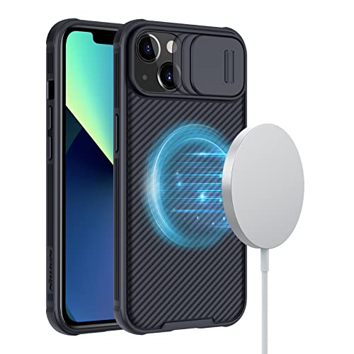 Nillkin MagSafe Hülle Kompatibel mit iPhone 14/iPhone 13 (6,1 Zoll), CamShield Pro iPhone 14 Handyhülle mit Kameraschutz, Unterstützung Magsafe Ladegerät, Magnetic Schutzhülle für iPhone 13 - Schwarz