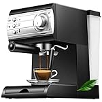 QJRGUY Espresso Machine Capacity Powerful Pressure Brewer Coffee Maker with Milk Frother Wand for Cappuccino Latte and Mocha(15 Cup), Black