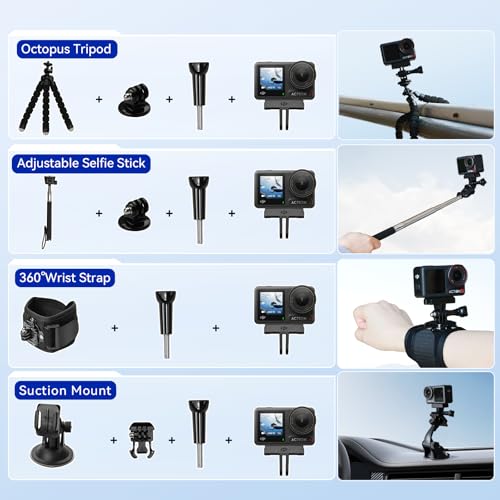DJI Osmo Action 4 Waterproof Action Camera Bundle, 1/1.3" Sensor, 4K/120fps Video, Stunning Low-Light Imaging, Original Standard Combo + 58 Piece Accessory Kit + 2 Extra Batteries + 64GB Card by DJI - Image 2