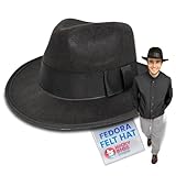 Nicky Bigs Novelties Adult Black Gangster Hat - Mobster Felt Panama Fedora Hats - Gatsby Halloween Costume Accessory, Black, Large