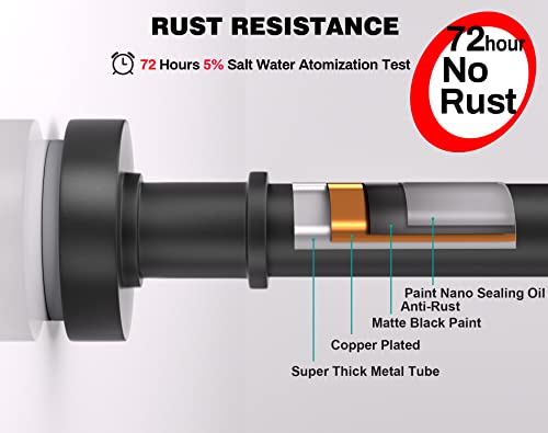 Black Shower Curtain Rods, 43-72 Inches, Never Rust , Never Slip,Adjustable Tension Rod With Durable Spring, No Drilling, Use For Bathroom, Bedroom, Kitchen, Balcony #TOP2