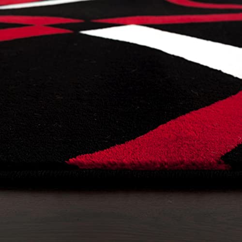 2305 Geometric Abstract Red Black 8x10 Area Rugs for Living Room