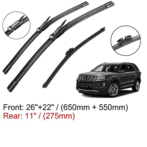 Balais d'essuie-glace Ford Explorer 2011-2017 à pression uniforme | Kit complet 26" + 22" + 11" - 4