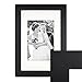 Produktbild Photolini Bilderrahmen 30x40 cm Schwarz Modern Breit aus MDF mit Passepartout (20x30 cm) u. Glasscheibe/Fotorahmen/Galerierahmen