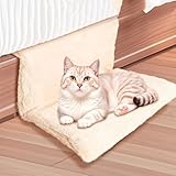 HanOaki Cama de radiador para gatos, cama de forro polar cálido, cuna de hamaca, mantiene a la mascota caliente, fácil de instalar (beige)