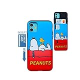 [iPhone 11 Wallet Case] Kubrick Peanuts Snoopy Card Holder Slide Cover Bumper Phone Case Dual Layer