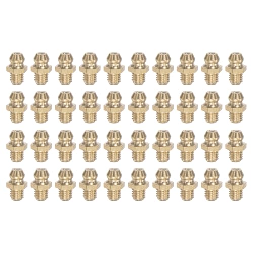 Image of uxcell Brass Straight Grease Fitting M6 x 1mm Thread Hydraulic Grease Fitting Accessories, 40Pcs