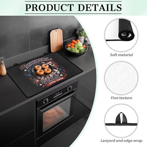 Image of Patriotic Electric Stove Top Cover, 4th of July Stove Cover for Glass Top Electric Stove,Astrology Heat Resistant Flat Top Stove Mat Countertop Protector, American Flag 250 Years
